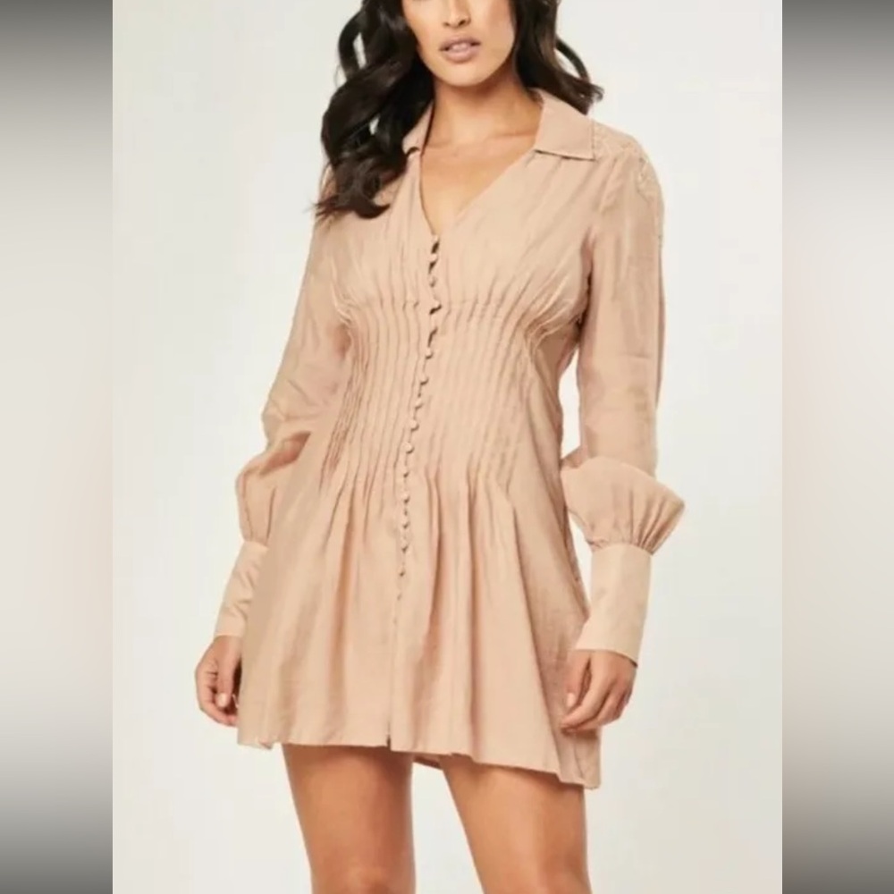 Ladaire Kelly Pleated Silk Mini Dress With Lace